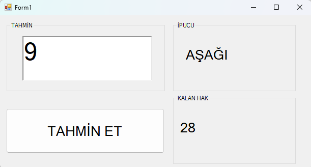 c# sayı tahmin oyunu